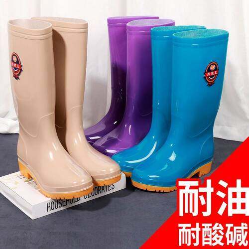 加厚高筒下雨靴雨鞋防水鞋加绒胶鞋套鞋水靴女中筒保暖防滑冬天男 - 图1