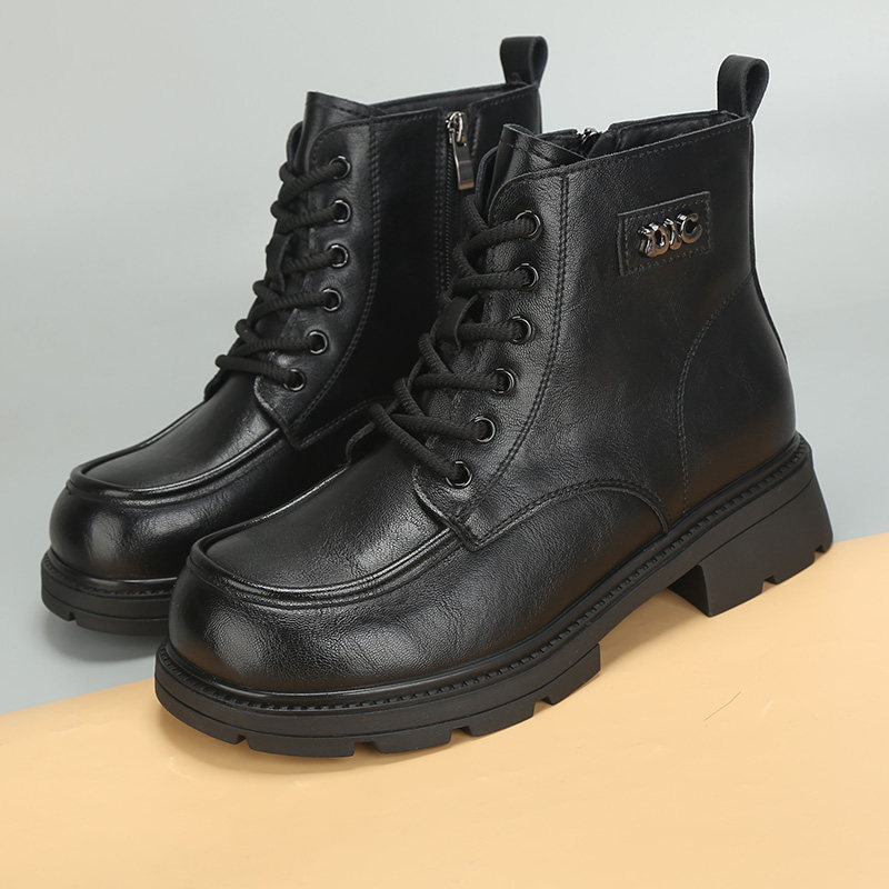 大码女鞋41-43冬季新款2025短靴女时尚百搭显瘦加绒系带马丁靴,淘宝优惠券,粉丝福利购,淘宝优惠卷