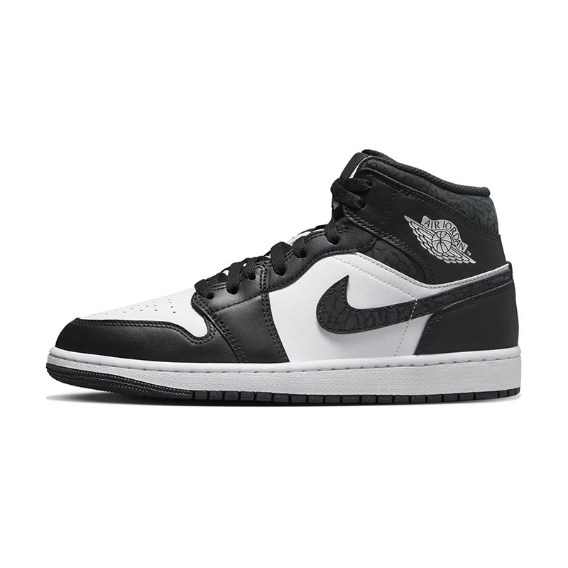 Air Jordan 1 Mid AJ1黑白熊猫 爆裂纹 中帮复古篮球鞋FB9911-001 - 图3