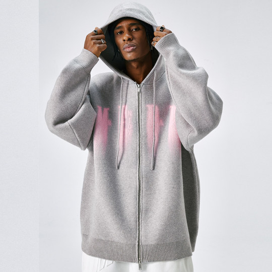 MEDM sweater cardigan cotton hooded basic printing