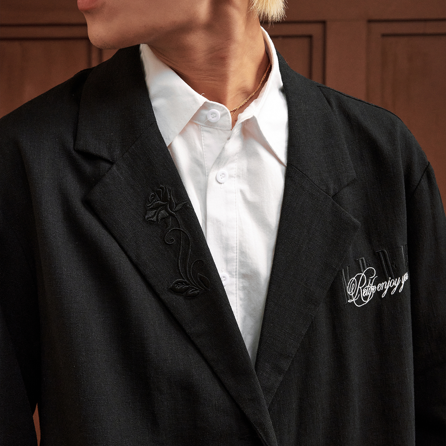 MEDM 新款亚麻字母刺绣纯色休闲西装高级感男女外套春秋商场同款 - 图0