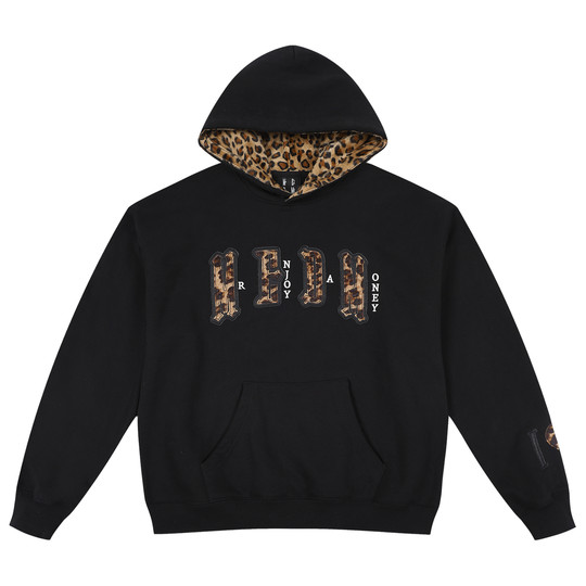 MEDM American retro leopard print hooded sweatshirt