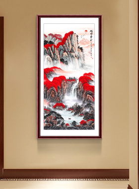 自粘墙纸办公室富水长流无框画