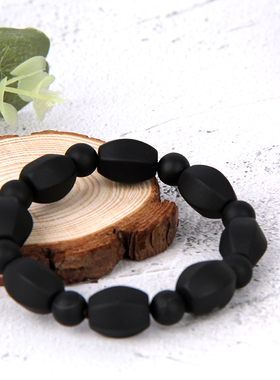 天然泗滨黑砭石菱形手链象形手串男女通用调理手腕舒筋通络