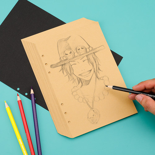 活页B5黑纸本子手绘全黑内页DIY活页夹黑卡纸本加厚空白黑卡纸活页手绘本牛皮纸影集纪念册记事本A5画画本子 - 图2