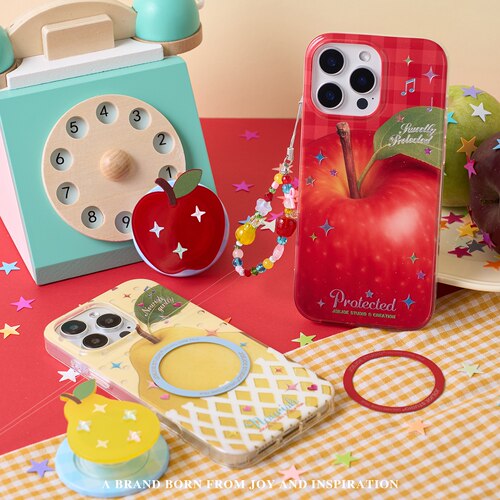 JOEJOE原创闪闪苹果梨子烫金适用Apple17Pro苹果iphone17proMax亮面鎏金红色手机壳16Pro磁吸支架15/14/13 - 图1