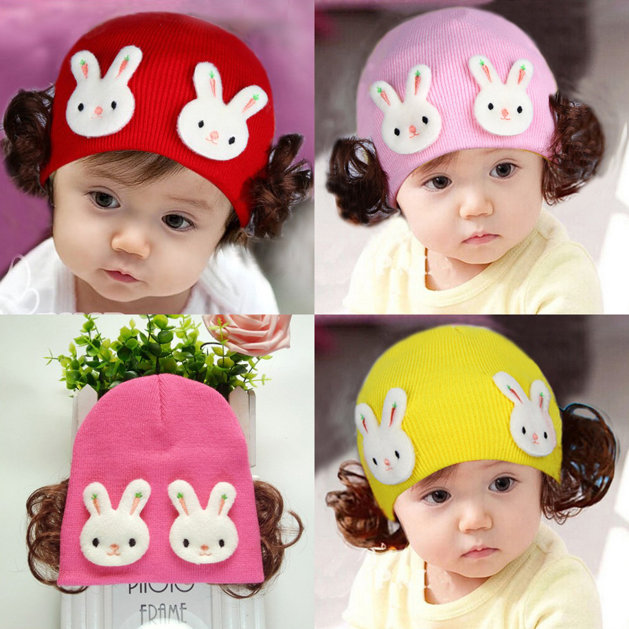 假发女童保暖毛线帽儿童针织帽宝宝秋冬季套头加厚帽子小公主可爱,淘宝优惠券,粉丝福利购,淘宝优惠卷