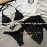 Черная цепь, купальник, комплект, брендовая сексуальная пляжная юбка, 3 предмета, популярно в интернете