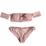 Купальник, розовый ластик, бюстгальтер пуш-ап, открытые плечи