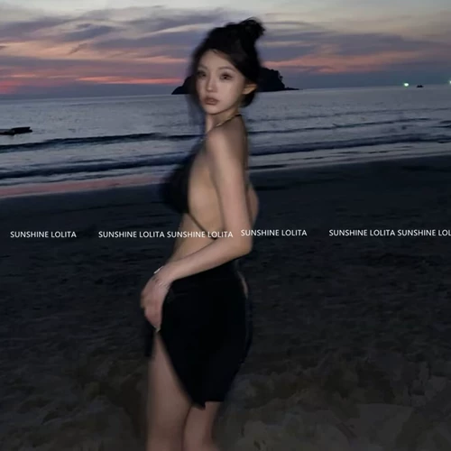 Черная цепь, купальник, комплект, брендовая сексуальная пляжная юбка, 3 предмета, популярно в интернете