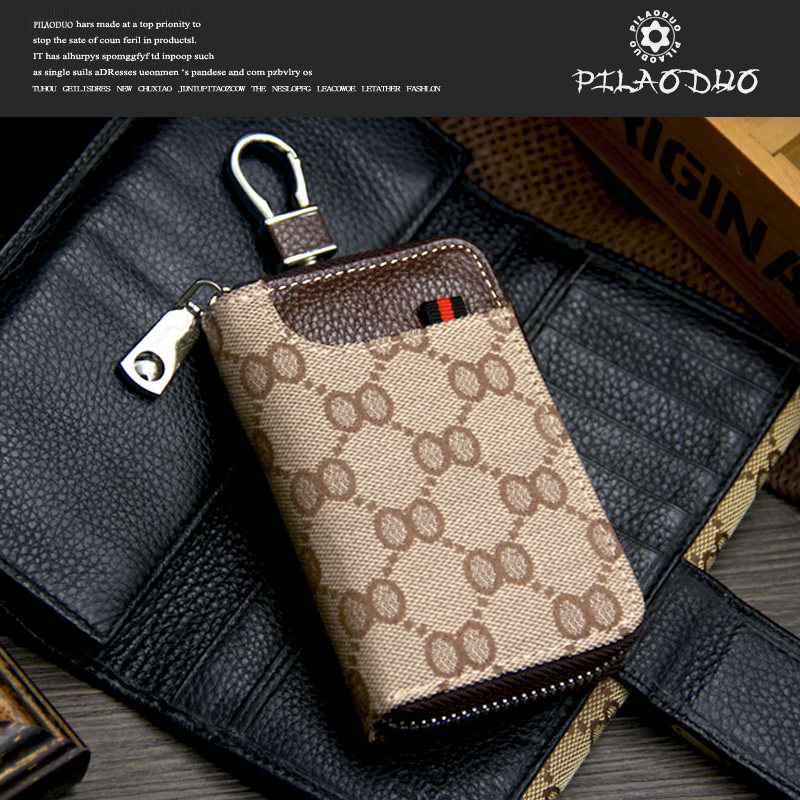 pilaoduo头层牛皮帆布女士零钱包 pilaoduo箱包钥匙包