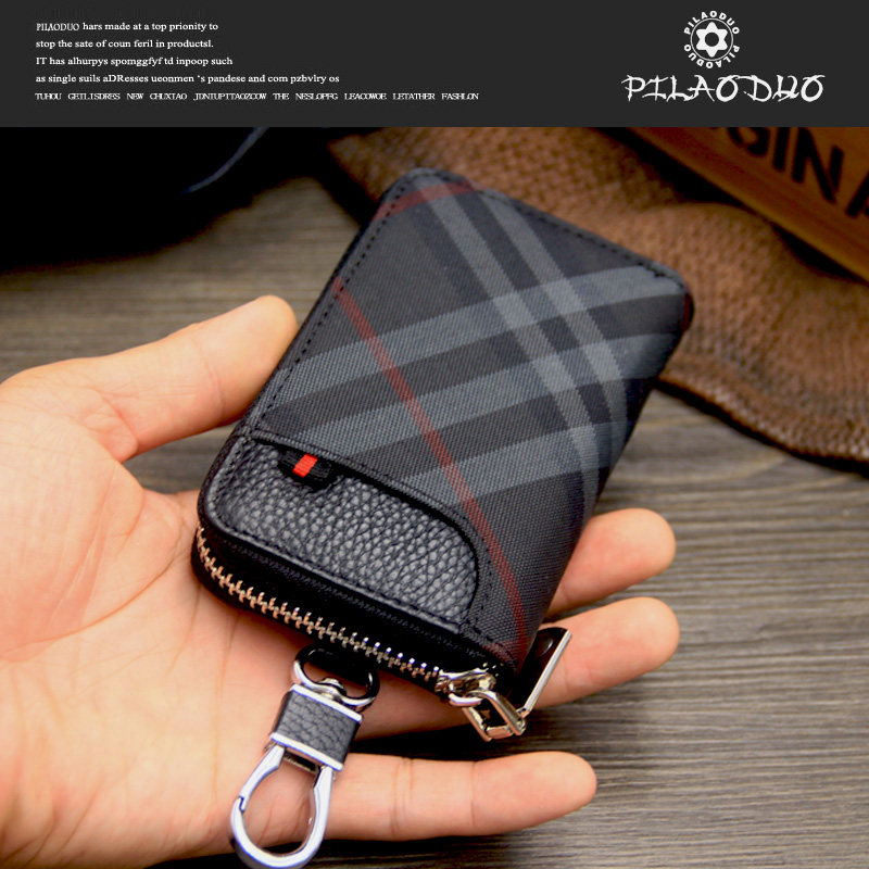 pilaoduo头层牛皮帆布女士零钱包 pilaoduo箱包钥匙包