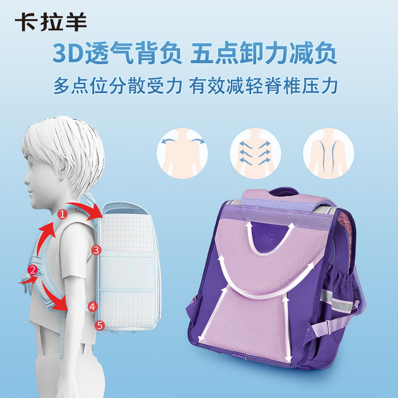 卡拉羊横版1-3-6年级小学生双肩包 卡拉羊双肩背包