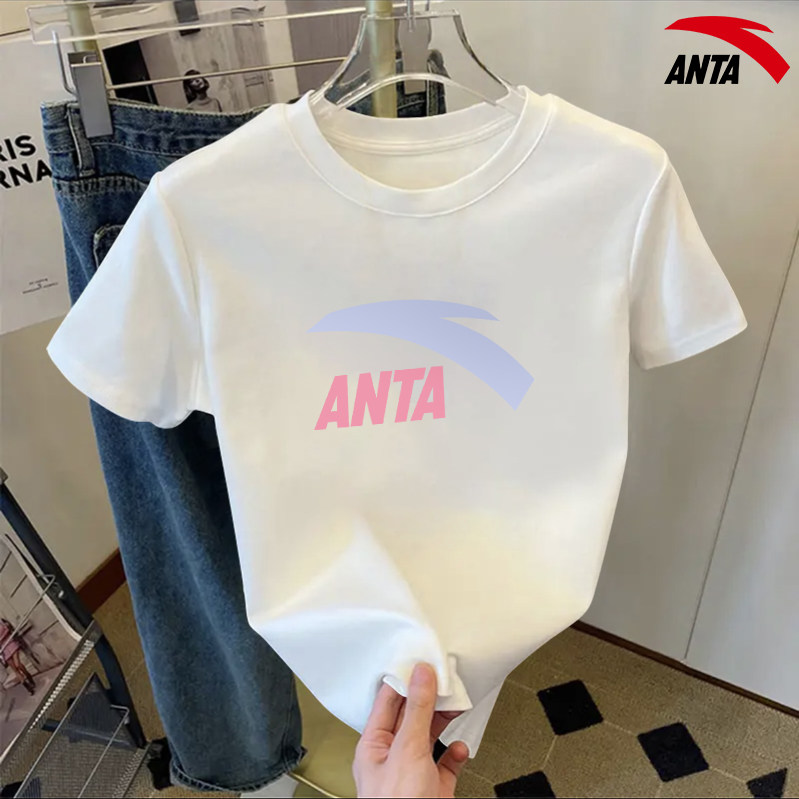 安踏短袖t恤女休闲透气棉t夏季新款显瘦圆领修身半袖百搭运动体恤,淘宝优惠券,粉丝福利购,淘宝优惠卷