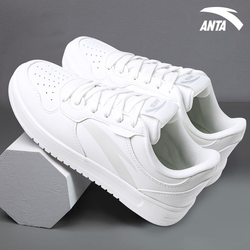 安踏男鞋轻质小白鞋夏季2026新款白色板鞋学生透气厚底休闲运动鞋 - 图0