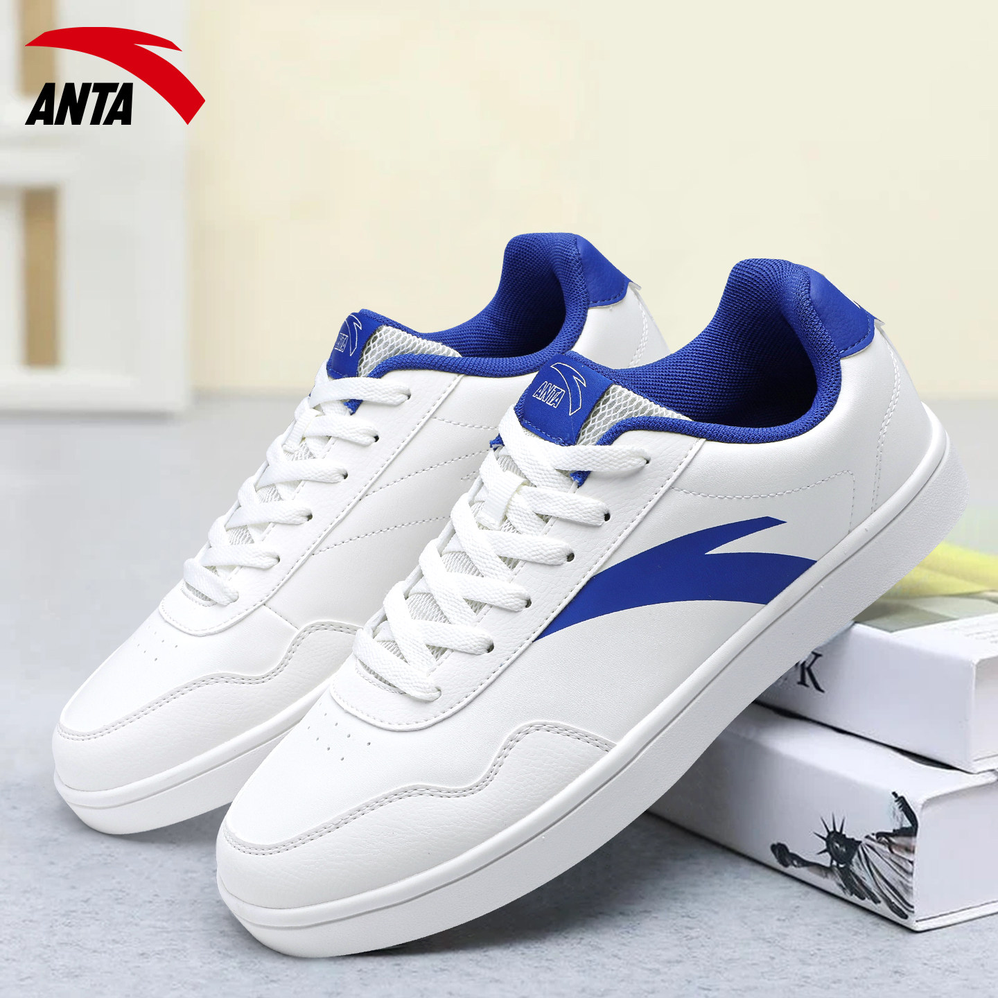 安踏板鞋男鞋冬季2025新款青少年皮面防泼水学生平板鞋休闲运动鞋,淘宝优惠券,粉丝福利购,淘宝优惠卷