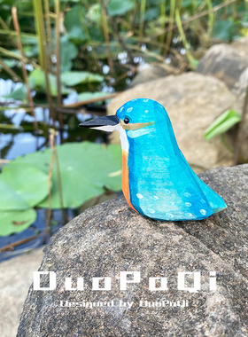 纯手工木雕小鸟diy卡通摆件