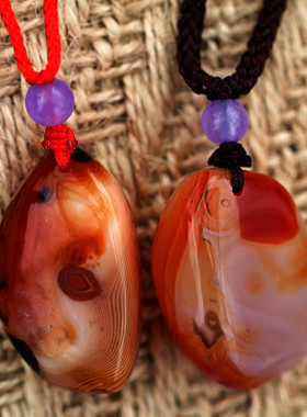 天然缠丝玛瑙玉石吊坠毛衣项链挂坠男女情侣款礼物个性文玩饰品2