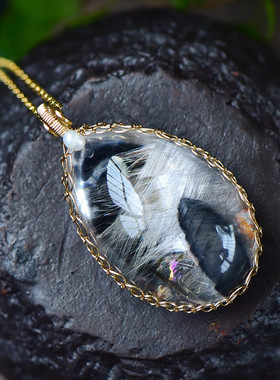 手工编织项链坠银钛晶男女天然