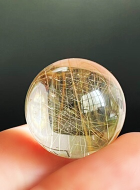 纯天然金发晶钛晶单珠圆球无打孔水晶吊坠手链配珠配件一物一图97