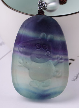 萤石吊坠天然男女雕刻件
