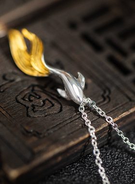 国潮小灵鱼项链925银饰品轻奢