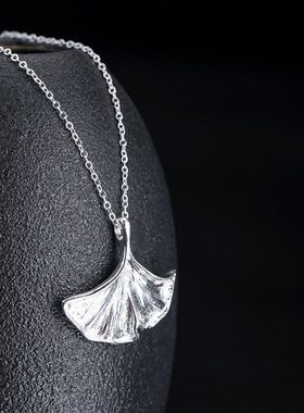 项链insS925银吊坠女银杏叶