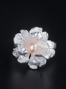 珍珠花朵夸张活口唯美风手饰品
