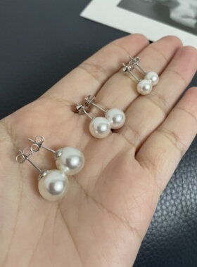 质感棒！温柔复古贝珠耳钉光泽好