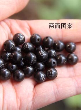 红檀木圆珠镶嵌银丝穿绳DIY配珠