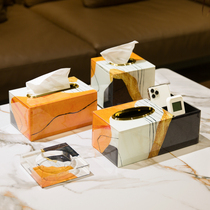 Orange paper towel box Living room light extravagant and high-end multifunction remote control tea table containing draw paper box creative napkin box