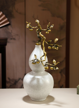 柿柿如意葫芦摆件高档招财客厅电视柜酒柜装饰品乔迁新居礼品