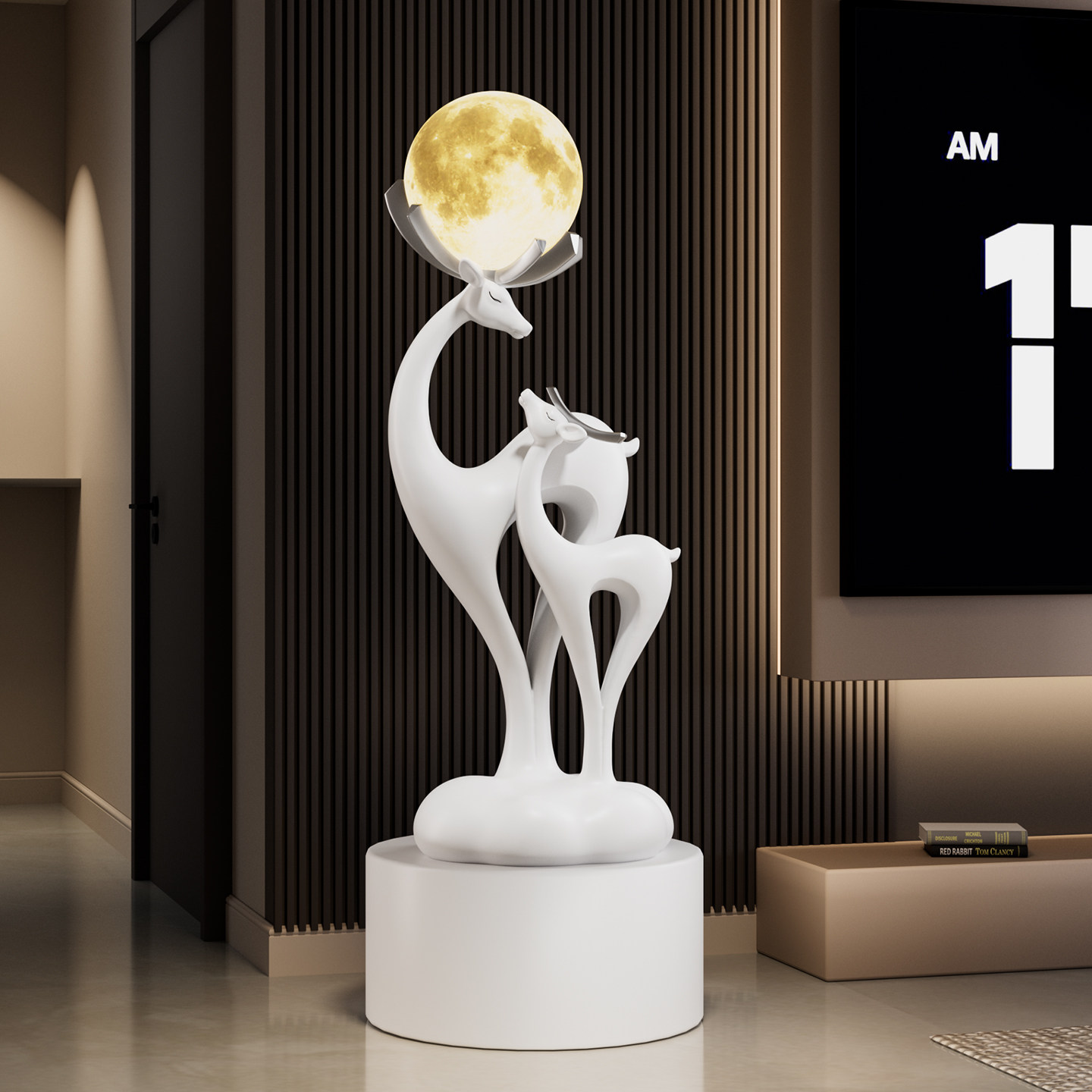 招财鹿落地摆件轻奢高级感客厅电视柜沙发旁边氛围灯乔迁新居礼物,淘宝优惠券,粉丝福利购,淘宝优惠卷