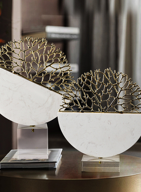 大理石发财树办公室装饰摆件工艺品客厅招财乔迁新居礼品