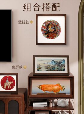 铜雕画风生水起桌面摆台画客厅公司办公室新中式商务装饰画
