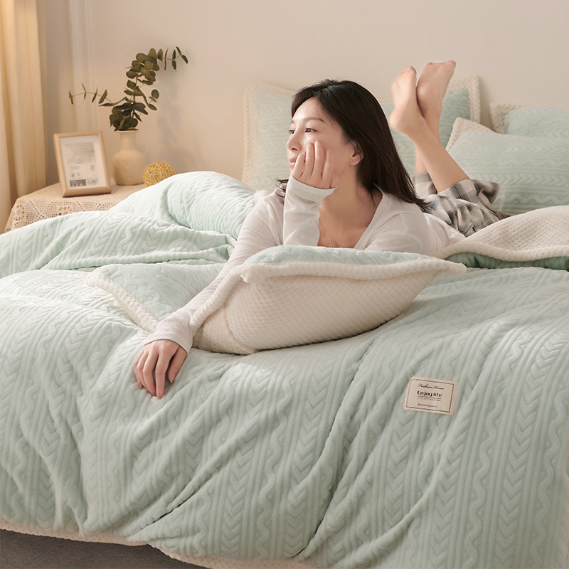 双层加厚毛毯加绒双面雪花珊瑚绒学生宿舍被罩多动能两用保暖被套