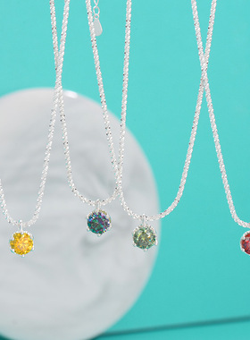 纯银S925简约莫桑石吊坠轻奢波光粼粼项链情人节礼物送女友锁骨链