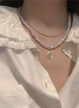 波光粼粼银河项链 韩版项链女设计感ins网红风淡水珍珠简约锁骨链