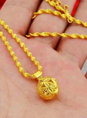 越南沙金9999真金项链转运珠吊坠