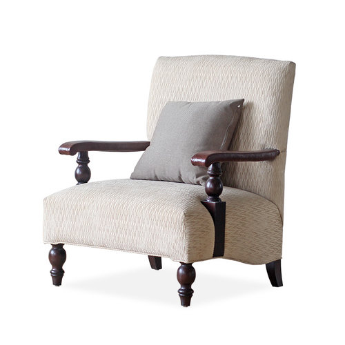 慕妃高端定制家具美式新古典榉木布艺欧式实木单人沙发休闲椅 - 图3