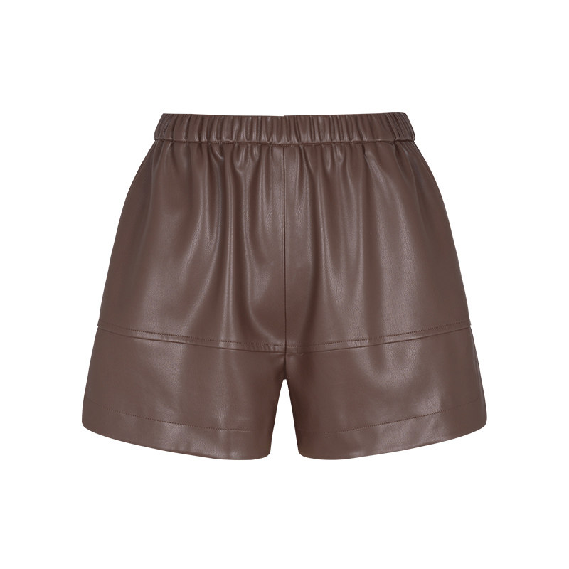 郁香菲pu皮短裤女气质通勤秋冬百搭直筒皮裤时尚优雅松紧腰休闲裤,淘宝优惠券,粉丝福利购,淘宝优惠卷