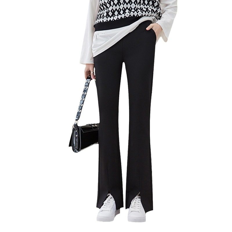 高腰四面弹力直筒开叉女春夏加大码女装胖mm宽松显瘦阔腿喇叭裤子,淘宝优惠券,粉丝福利购,淘宝优惠卷