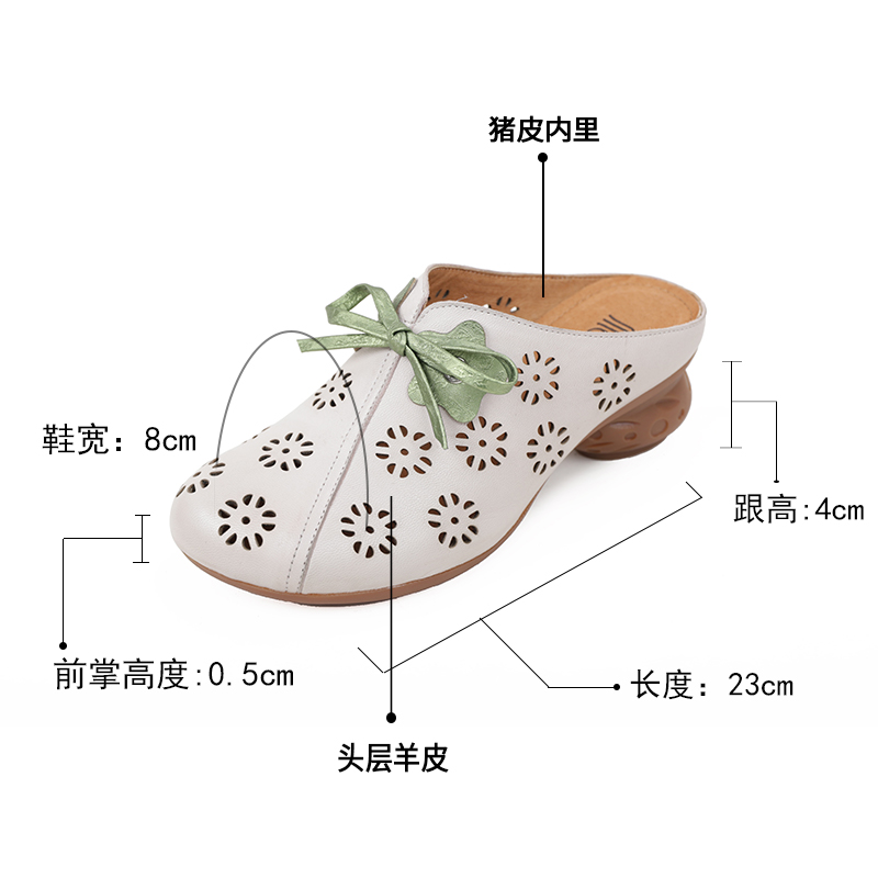 相伴夏季凉拖镂空中老年2024新款复古粗跟洞洞鞋女士时尚包头拖鞋 - 图1