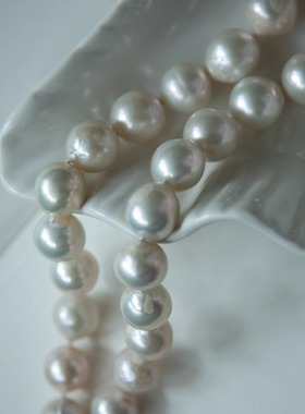 简约高级感天然淡水爱迪生巴洛克珍珠项链 近圆 极光 大颗12-13mm