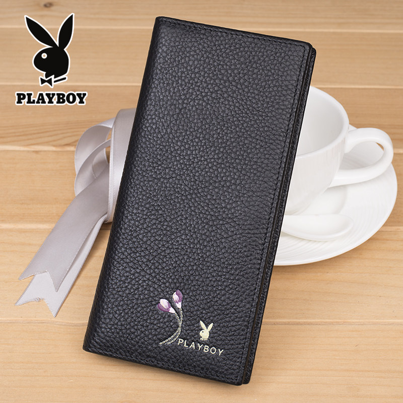 花花公子女士长款软牛皮真皮钱夹 多佩雅箱包钱包