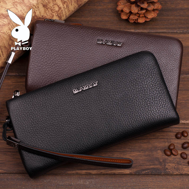 花花公子长款拉链头层牛皮钱包 多佩雅箱包钱包