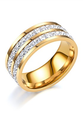 高级感轻奢满天星钻石戒指女18K不掉色钛钢锆石情侣戒指手饰品