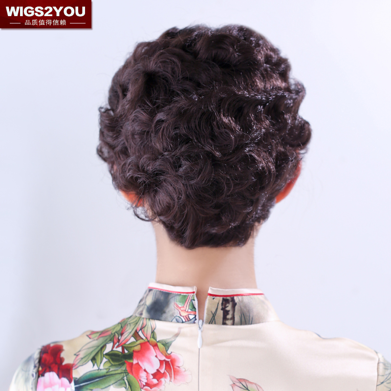 wigs2you全假发蓬松短卷发 复古手推波女士波浪卷头套 妈妈短发 - 图0