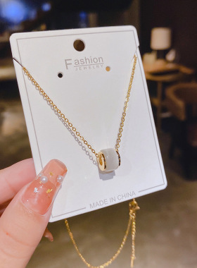 简约气质小蛮腰吊坠钛钢项链玫瑰金秋冬锁骨链毛衣链网红饰品女