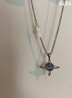 2020网红ins嘻哈镶钻设计星球宇宙项链潮流欧美复古潮牌男女饰品